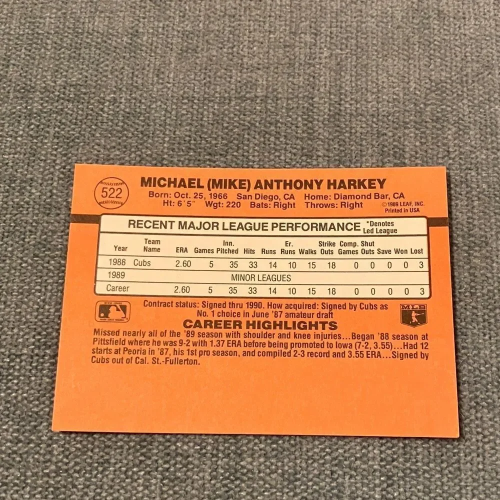 1990 Donruss Chicago Cubs Baseball Card Trading Card